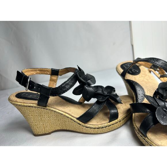 BOC Born O Concept Womens Size 8 Shoes Black Floral Slingback Wedge Sandal - Picture 12 of 15